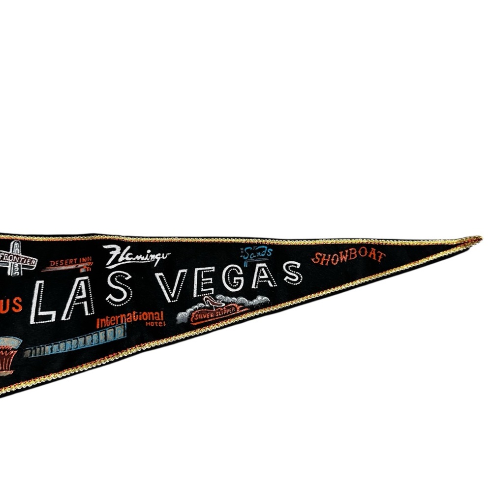 Vintage Pennant Flag Las Vegas Hotels 70s Print Retro Home Decor Sin City - Picture 2 of 5